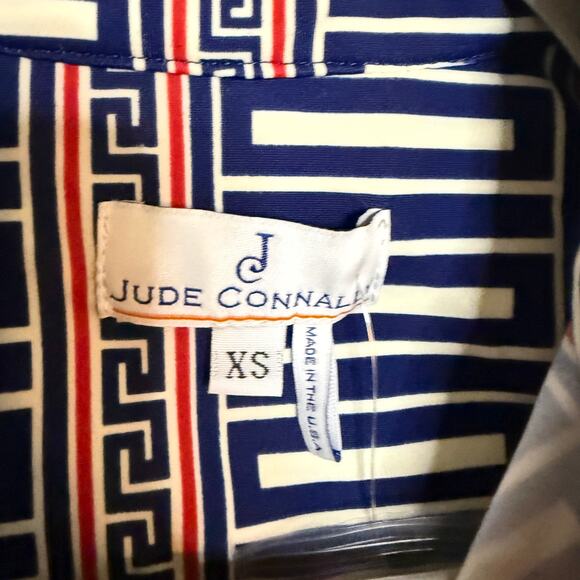 Jude Connally Button Down Top Geometric Print Long Sleeve Blue Size XS NEW - Picture 3 of 6